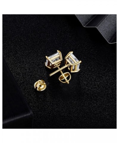 18K Gold Plated Princess Cut Cubic Zirconia Screw Back Stud Earring Pack of 5 Pairs (5 Pairs) B-yellow gold $8.80 Earrings