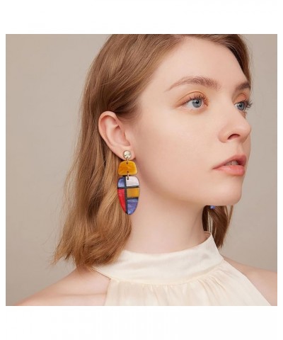 Acrylic Earrings for Women Boho Drop Dangle Earrings Geometric Statement Earrings Colorful Resin Acetate Earrings Retro Fashi...