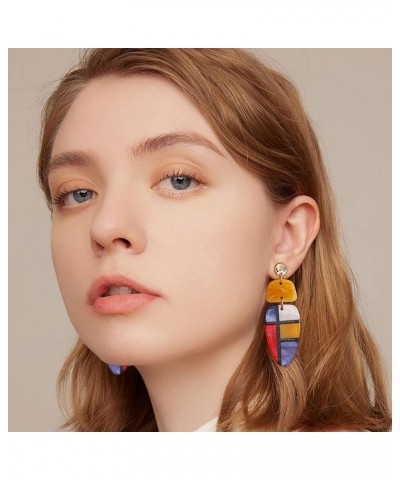 Acrylic Earrings for Women Boho Drop Dangle Earrings Geometric Statement Earrings Colorful Resin Acetate Earrings Retro Fashi...