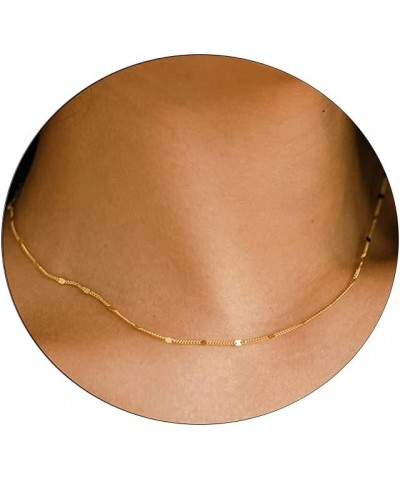 Gold Dainty Choker Necklace for Women 14K Gold/Silver Plated Satellite Choker Shining Dots Chain Thin Trendy beads Paperclip ...