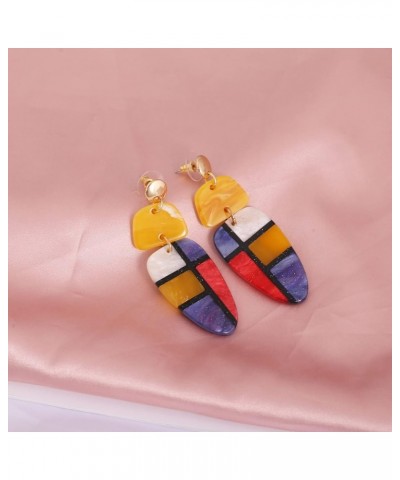 Acrylic Earrings for Women Boho Drop Dangle Earrings Geometric Statement Earrings Colorful Resin Acetate Earrings Retro Fashi...