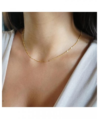 Gold Dainty Choker Necklace for Women 14K Gold/Silver Plated Satellite Choker Shining Dots Chain Thin Trendy beads Paperclip ...