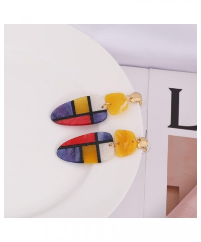 Acrylic Earrings for Women Boho Drop Dangle Earrings Geometric Statement Earrings Colorful Resin Acetate Earrings Retro Fashi...