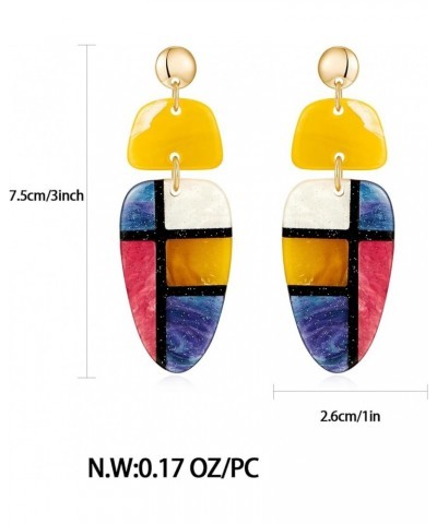 Acrylic Earrings for Women Boho Drop Dangle Earrings Geometric Statement Earrings Colorful Resin Acetate Earrings Retro Fashi...