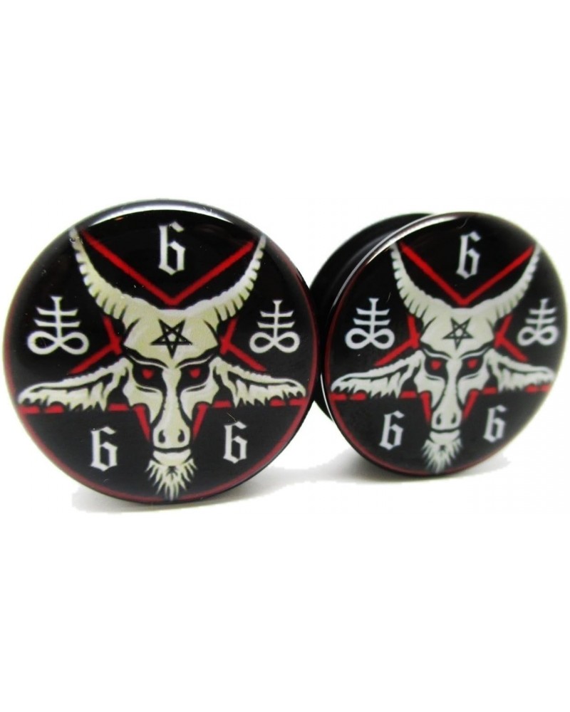 Pair* 666 Baphomet Pentagram Ear Plugs - Acrylic Screw-On - 10 Sizes (5/8" (16mm)) $10.59 Body Jewelry