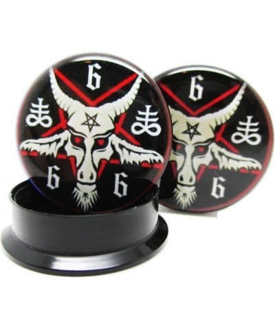 Pair* 666 Baphomet Pentagram Ear Plugs - Acrylic Screw-On - 10 Sizes (5/8" (16mm)) $10.59 Body Jewelry