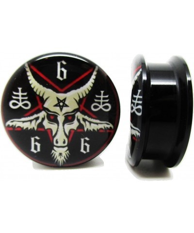 Pair* 666 Baphomet Pentagram Ear Plugs - Acrylic Screw-On - 10 Sizes (5/8" (16mm)) $10.59 Body Jewelry