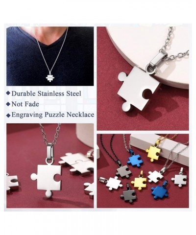 Puzzle Matching Necklace Personalized Custom BFF Pendant Necklaces Set for Women Men Family/Team/Classmates Names Jewelry 2 P...