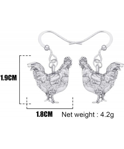 Cute Enamel Hen Rooster Chicken Earrings Dangle Farm Animal Jewelry For Women Girls Chicken Gift Charms Grey $7.79 Earrings