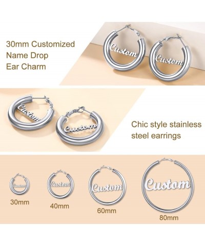 Name Earrings Personalized For Women, Gold Custom Name Plate Hoop Earrings, Dangle Earrings Studs with Names for Mother Girlf...