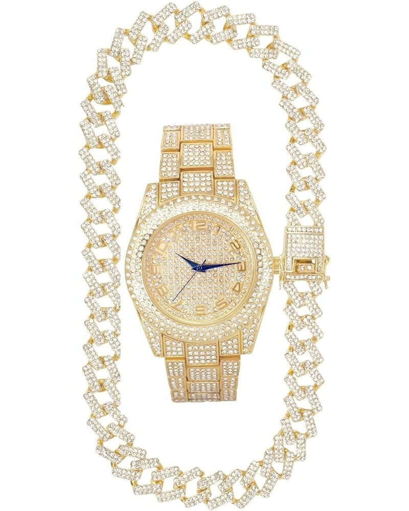 Ice on Blast! Bling'ed Out Hip Hop Rolly Looks w/Ice on Watch & Jewelry -Your Choice of Matching Zig Zag Bling'ed Out Necklac...