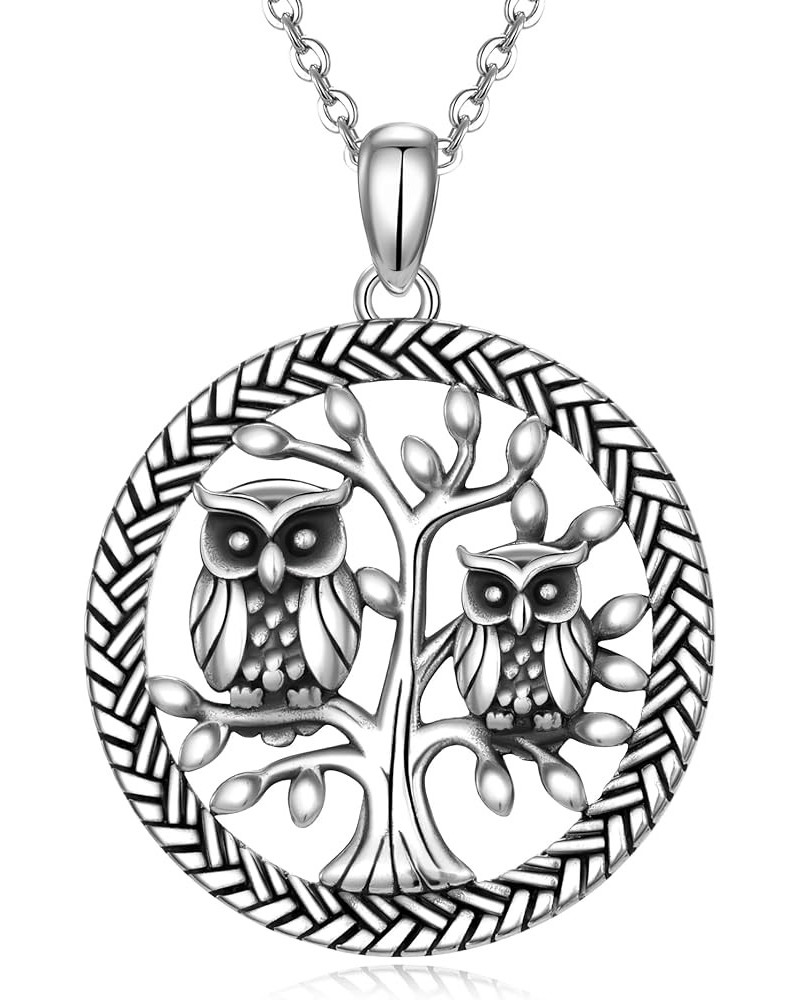 CHIC ARTSY Owl Inspirational Jewelry 925 Sterling Silver Celtic Knot Crescent Owl Necklace Mother Daughter Owl Animal Lover P...