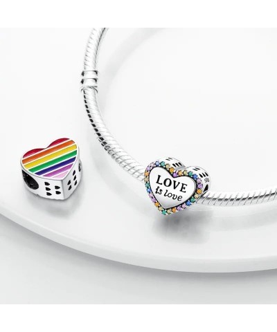 Multi Color Charms Fit Bracelets 925 Silver Colorful Zircon Rainbow Bead Love Heart Clip Charm Jewelry SSS-1401 SEC679 $9.66 ...