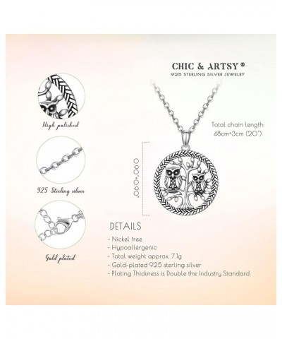 CHIC ARTSY Owl Inspirational Jewelry 925 Sterling Silver Celtic Knot Crescent Owl Necklace Mother Daughter Owl Animal Lover P...