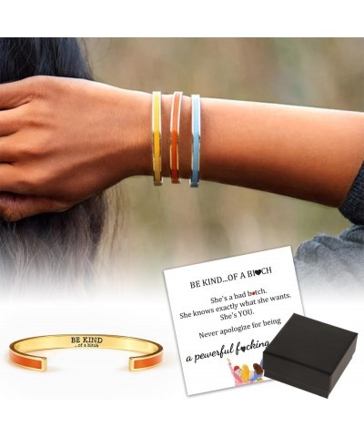 Be Kind of a bitch Color Bangle, Be Kind Inspirational Cuff Bracelets for Women, Stainless Steel Engraved Motivational Color ...