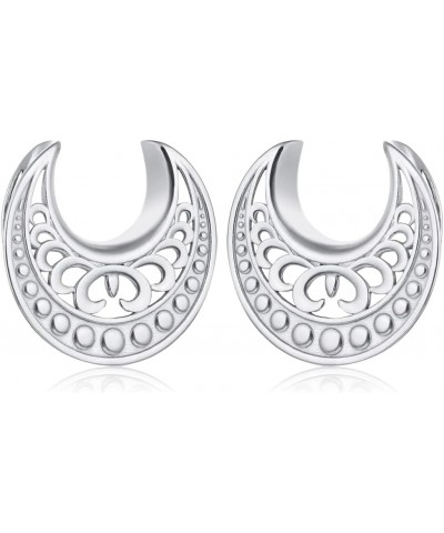 2PCS Elegant Wedding Floral Saddle Plugs Ear Tunnels Gauges Hypoallergenic Piercing Stainless Steel Stretchers For Ears Women...