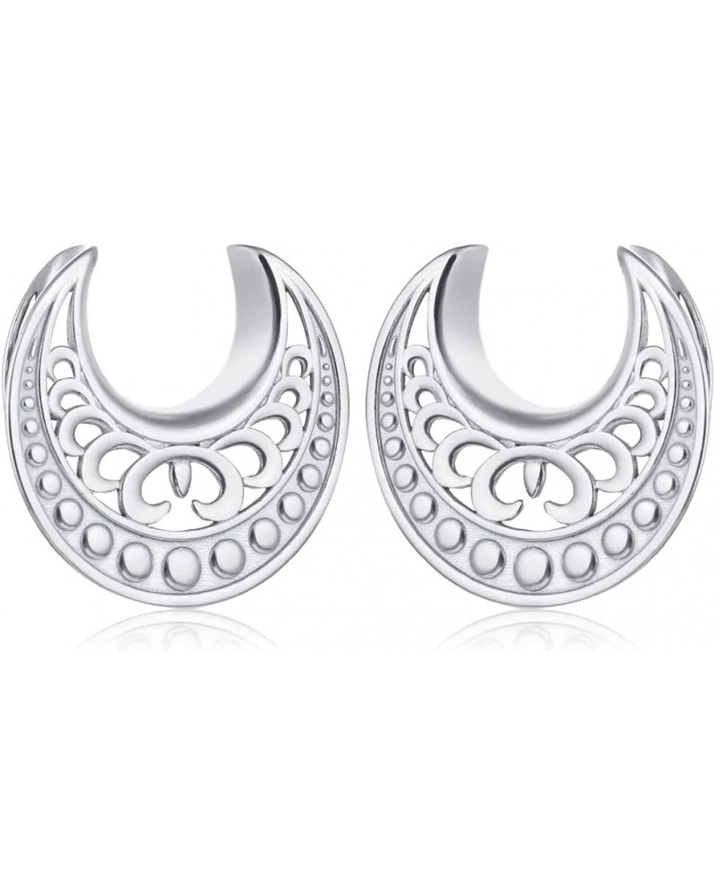 2PCS Elegant Wedding Floral Saddle Plugs Ear Tunnels Gauges Hypoallergenic Piercing Stainless Steel Stretchers For Ears Women...