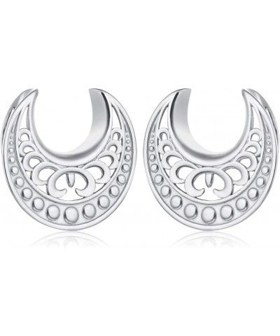 2PCS Elegant Wedding Floral Saddle Plugs Ear Tunnels Gauges Hypoallergenic Piercing Stainless Steel Stretchers For Ears Women...