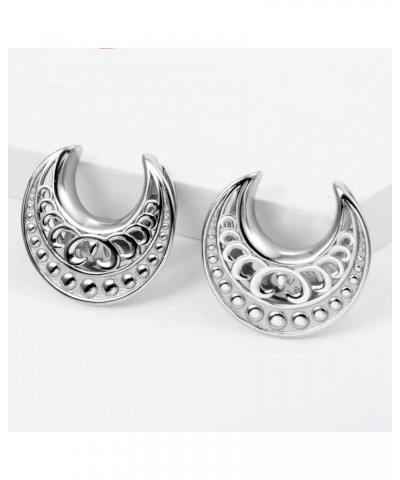 2PCS Elegant Wedding Floral Saddle Plugs Ear Tunnels Gauges Hypoallergenic Piercing Stainless Steel Stretchers For Ears Women...