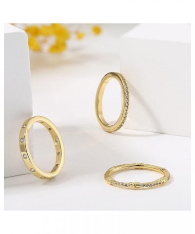 14K Gold Plated Rings CZ Stacking Rings for Women Girls Stackable Band Ring Plain Statement Ring Comfort Fit Size 5 to 10 3pc...