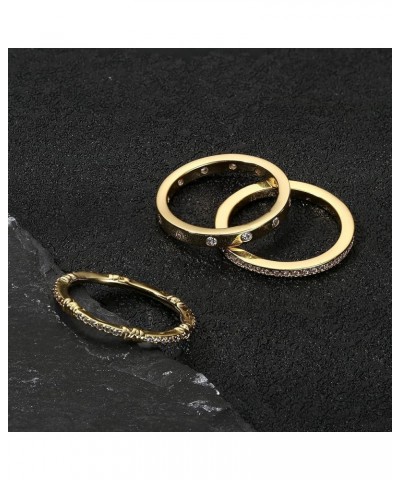 14K Gold Plated Rings CZ Stacking Rings for Women Girls Stackable Band Ring Plain Statement Ring Comfort Fit Size 5 to 10 3pc...