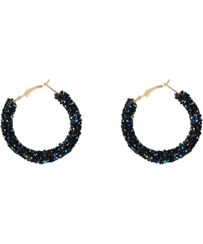 Round Circle Glitter Hoop Earrings Bohemian Sparkle Resin Rhinestone Wrapped Drop Dangle Earrings Jewelry for Women Girls Mul...