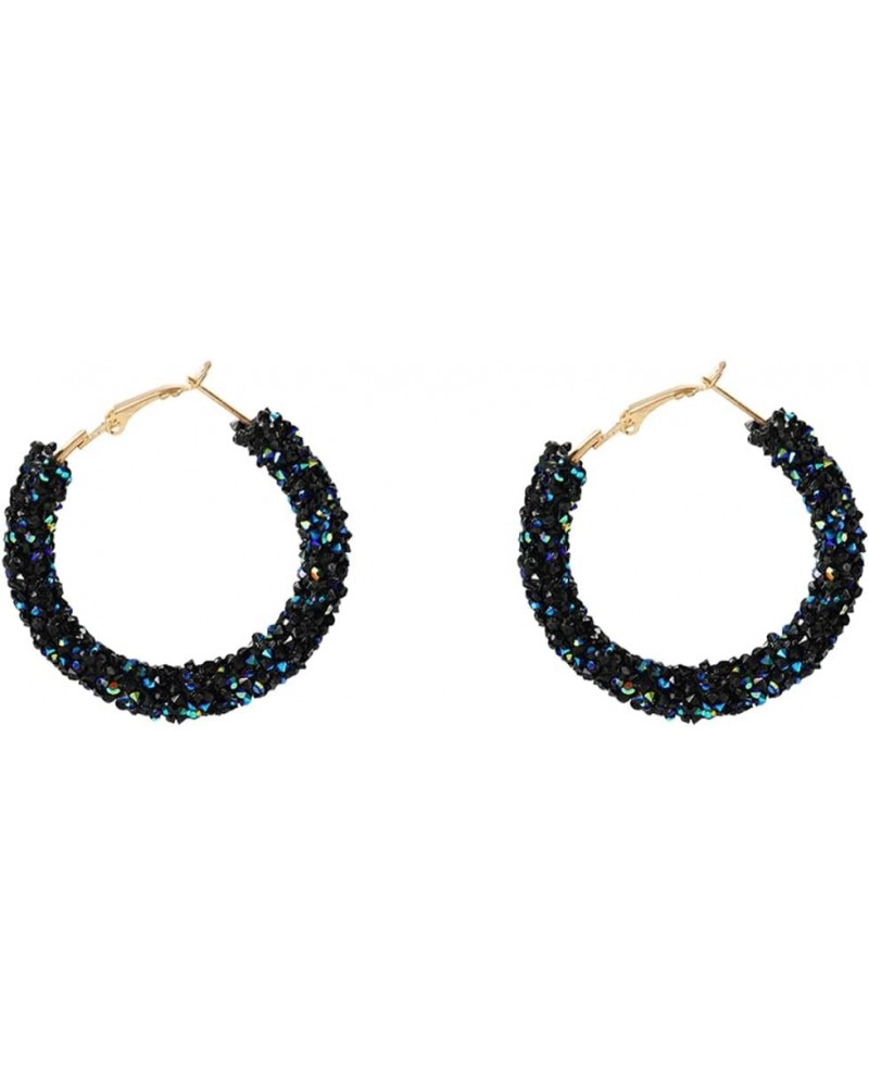 Round Circle Glitter Hoop Earrings Bohemian Sparkle Resin Rhinestone Wrapped Drop Dangle Earrings Jewelry for Women Girls Mul...