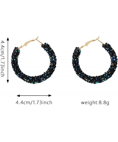 Round Circle Glitter Hoop Earrings Bohemian Sparkle Resin Rhinestone Wrapped Drop Dangle Earrings Jewelry for Women Girls Mul...