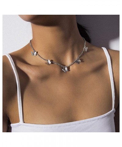 Silver Gold Butterfly Necklace for Women Ladies Girls Dainty Jewelry Butterfly Choker Gold $8.11 Necklaces