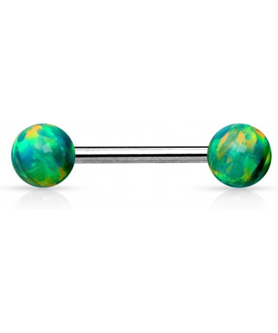 14G Internally Threaded Synthetic Opal Balls 316L Stainless Steel Nipple Bar Ball: 5mm Opal Green One Piece $11.70 Body Jewelry