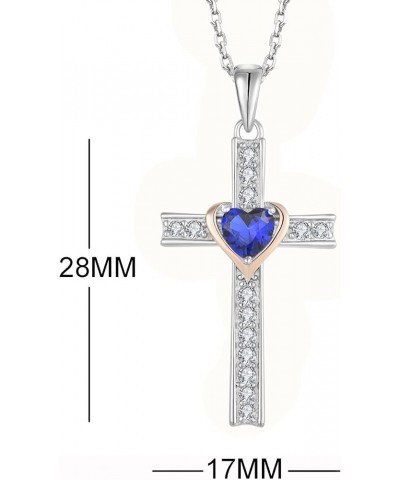 Women Necklace 925 Sterling Silver Heart Cross Pendant Necklace with Cubic Zirconia Jewelry Gift for Mother Grandma Girl Daug...