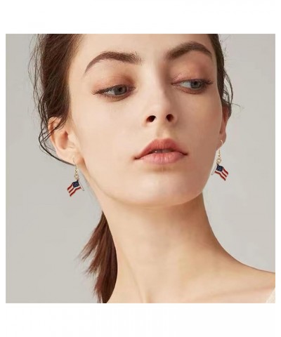 Unique Charm Shine Patriotic Red White Blue American USA Flag Earrings Diamond Crystal Flip Flop Sandal Dangle Drop Earring f...