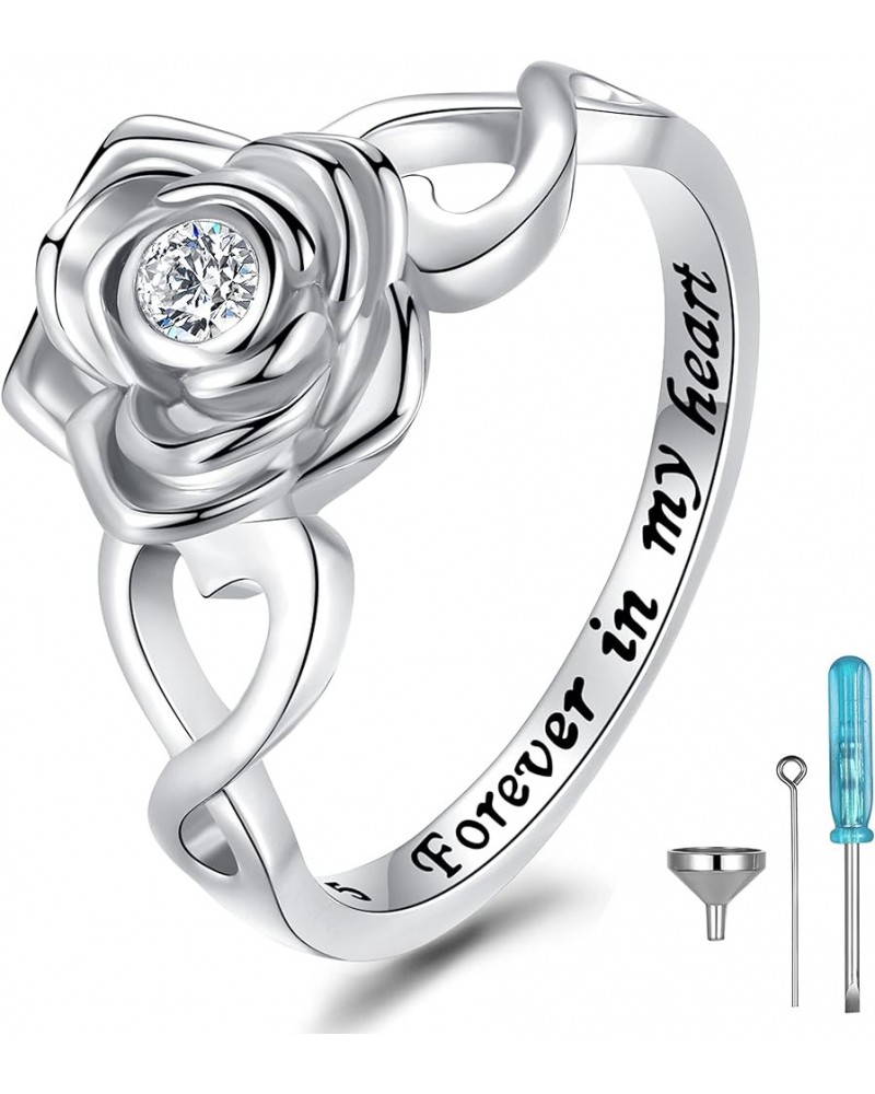 Rose Flower Cremation Urn Ring Holds Loved Ones Ashes 925 Sterling Silver Cremation Keepsake Ring Jewelry for Women Mom ZXR01...