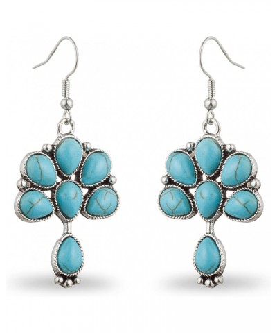 Vintage Metal Synthetic Turquoise Necklace Earrings Set Fashion Jewelry $16.68 Jewelry Sets