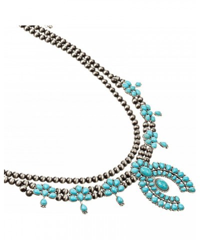 Vintage Metal Synthetic Turquoise Necklace Earrings Set Fashion Jewelry $16.68 Jewelry Sets