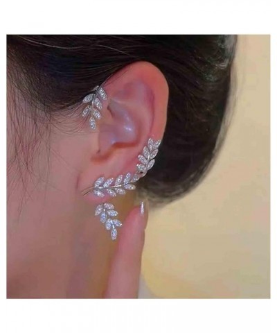 Boho Cz Leaf Ear Climber Earrings Gold Crystal Leaf Ear wraps Earrings Vintage Leaf Cuff Earrings Branch Crawler Earrings Jew...