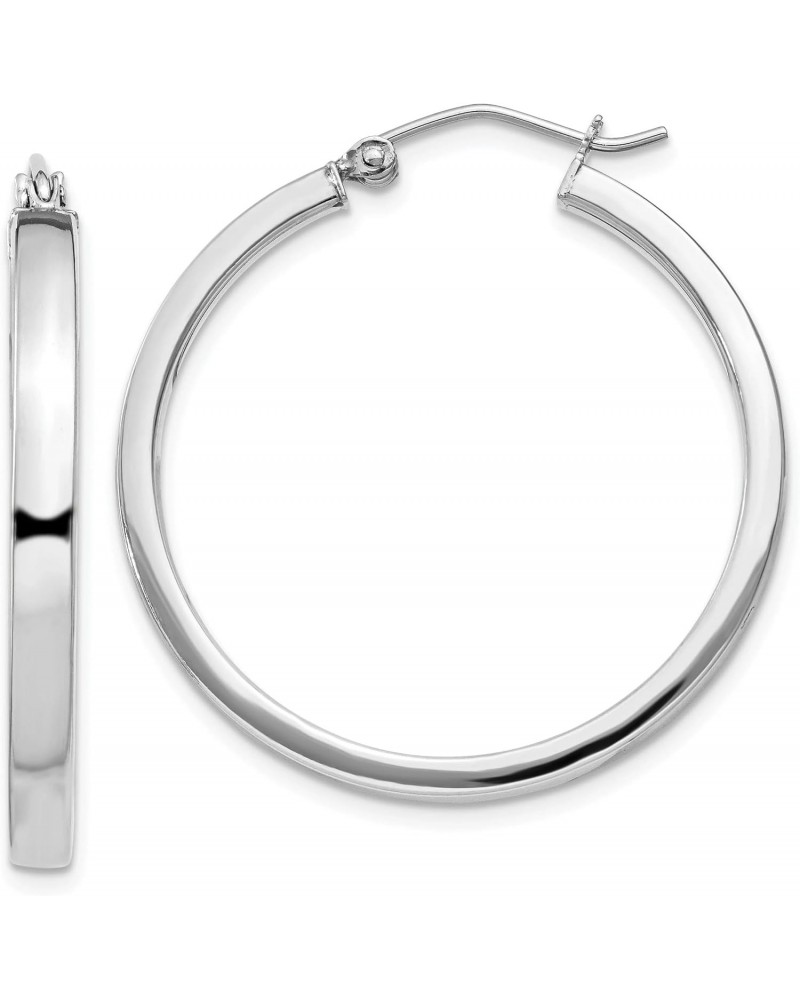 925 Sterling Silver Rhodium-plated Square Tube Hoop Earrings $22.85 Earrings