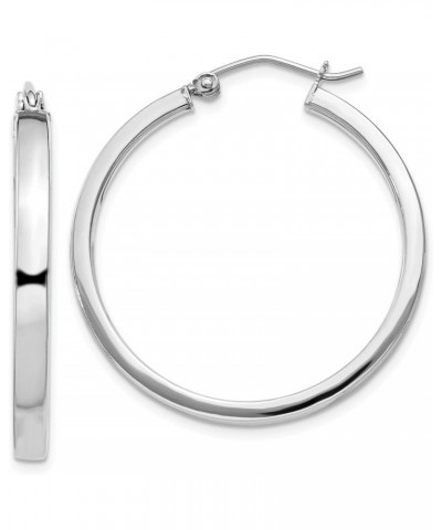 925 Sterling Silver Rhodium-plated Square Tube Hoop Earrings $22.85 Earrings