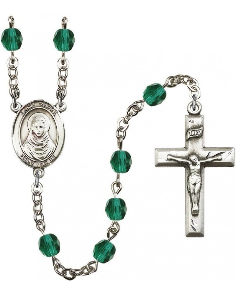 St. Rafka Silver-Plated Rosary - Every Birth Month Color and More December Blue, Small Crucifix $53.19 Necklaces