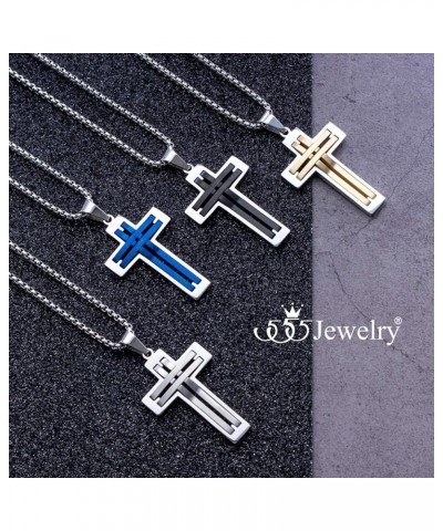 Stainless Steel Cross Necklace Pendant for Men and Women 16-24" Chain Silver & Blue 22.0 Inches $11.96 Necklaces