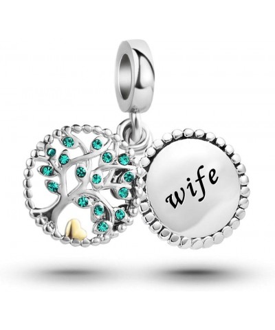 Women Family Tree of Life Dangle Charm for Bracelets Gift Birthay Daughter Grandma Mom Sister Wife Green Crystal wife $8.39 B...