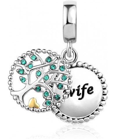 Women Family Tree of Life Dangle Charm for Bracelets Gift Birthay Daughter Grandma Mom Sister Wife Green Crystal wife $8.39 B...