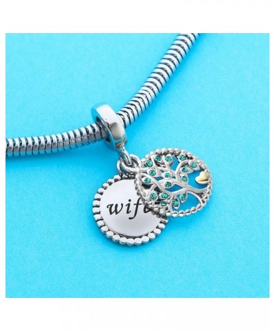 Women Family Tree of Life Dangle Charm for Bracelets Gift Birthay Daughter Grandma Mom Sister Wife Green Crystal wife $8.39 B...