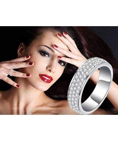 Cubic Zirconia Cz Eternity Engagement Wedding Band Ring, 18k Gold Plated Stackable Ladies Band Ring，3/4/5/8/12mm Silver5mm 6 ...