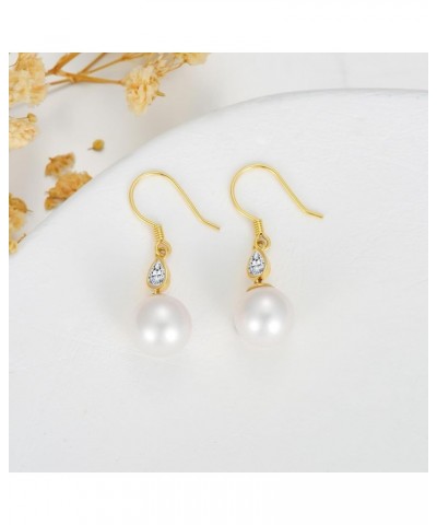 14k Gold Pearl Dangle Earrings for Women, Fine Jewelry Gifts for Her, 10 MM Freshwater Cultured Pearl 14k Yellow Gold $89.60 ...