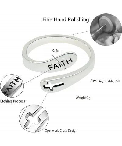 Faith Ring cross Jewelry Open Statement Rings For Women Girls Men Adjustable Stainless Steel FAITH-GOLD $9.27 Rings