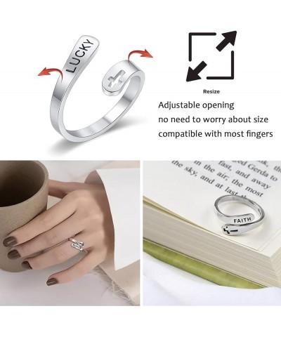 Faith Ring cross Jewelry Open Statement Rings For Women Girls Men Adjustable Stainless Steel FAITH-GOLD $9.27 Rings