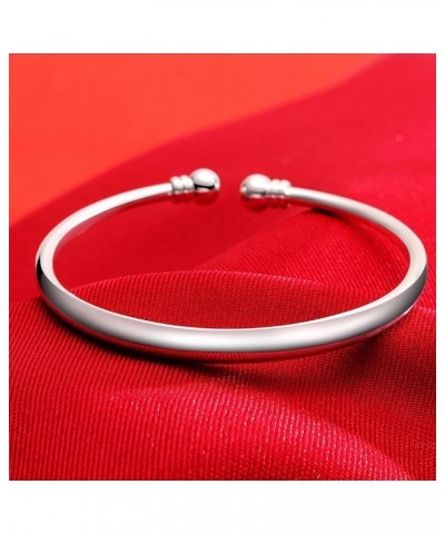 Sterling Silver Bangle Bracelet, Fashion Simple Open Bangles Cuff bracelets for Women Girls B-Silver Bangle Bracelet 1 $9.85 ...