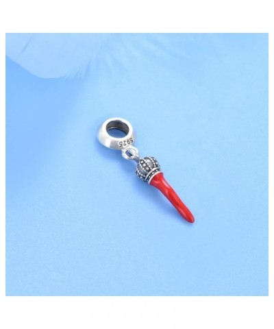 S925 Sterling Silver Mushroom Charm Beads DIY Charms for Bracelets Enamel Technology Red Pepper Pendant Compatible With 3-4Φm...