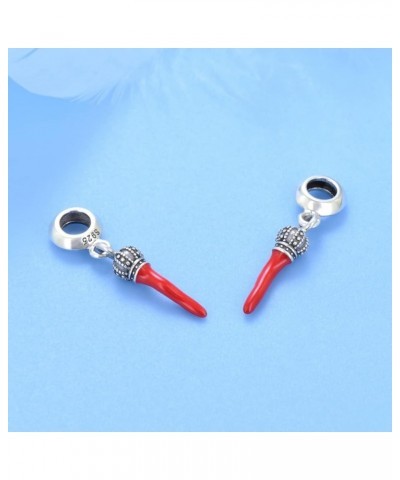 S925 Sterling Silver Mushroom Charm Beads DIY Charms for Bracelets Enamel Technology Red Pepper Pendant Compatible With 3-4Φm...